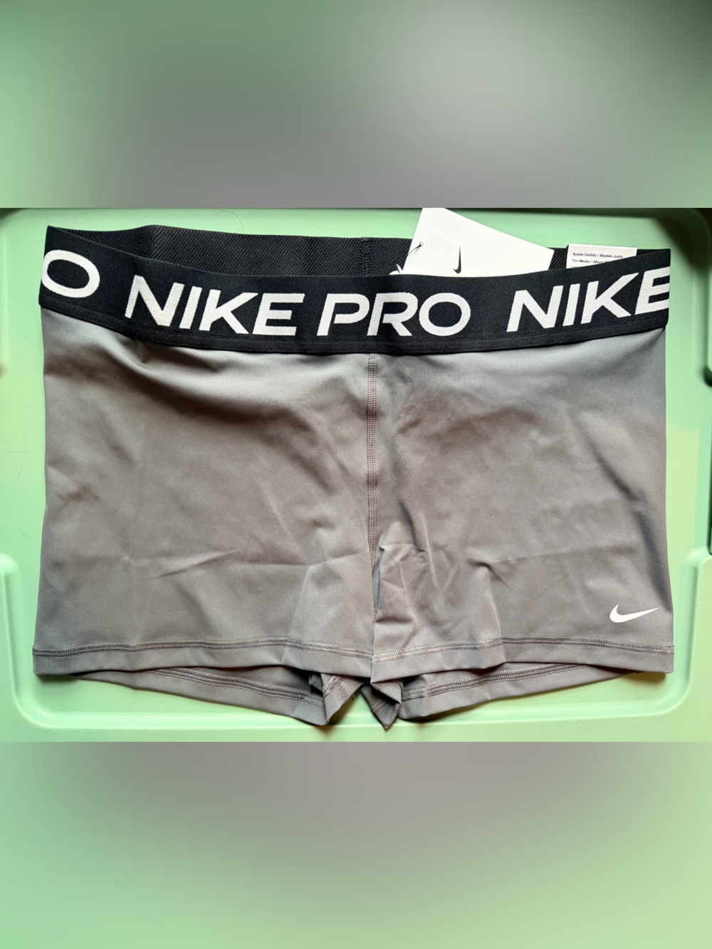 Nike Pro Men's Taupe Athletic Shorts with Black Waistband